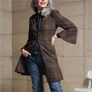 CAbi  3902 Plaid Flounce Jacket Zip Front Size S Small